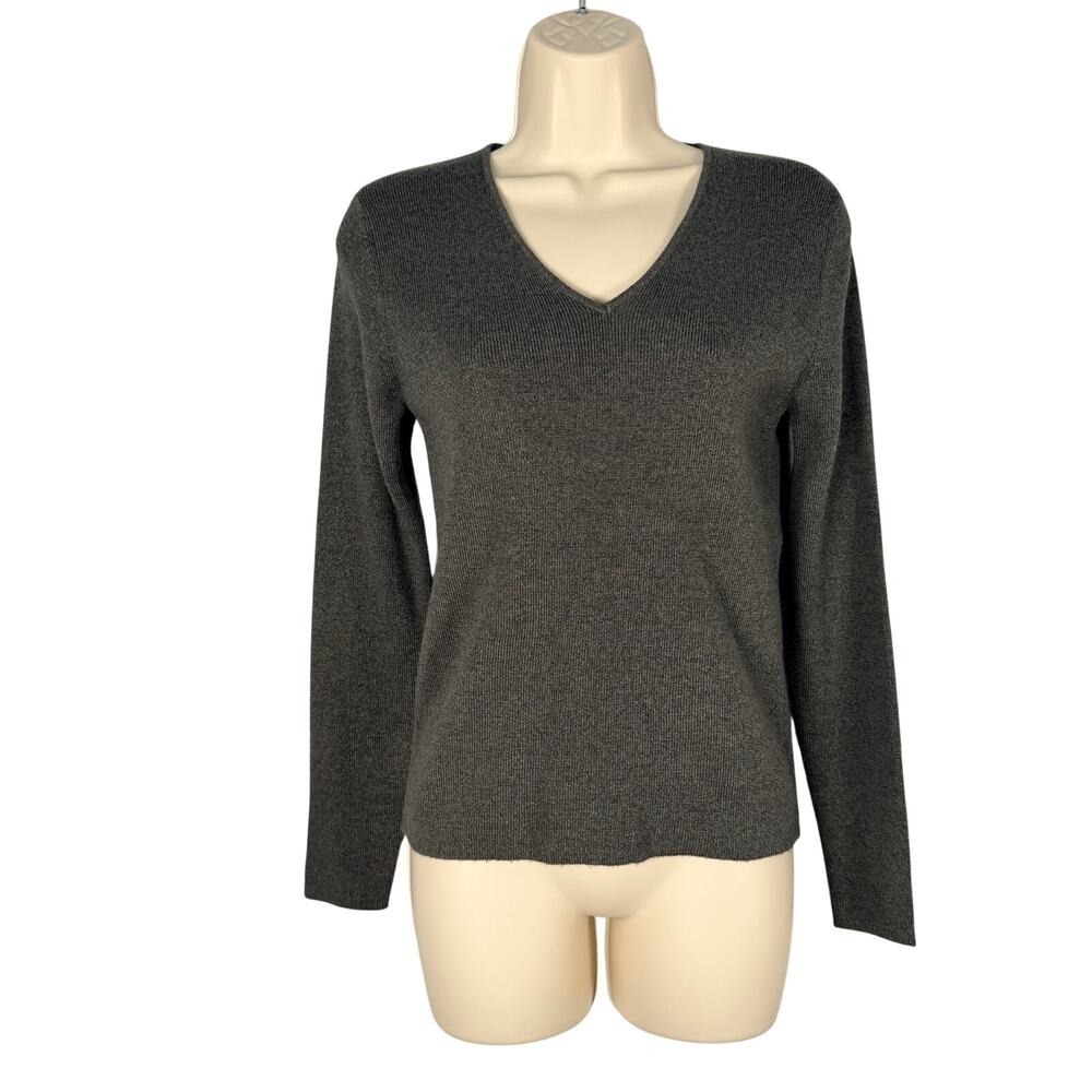 Vintage Y2K‎ Old Navy Sweater Womens Small Charcoal Gray Wool Blend V-neck